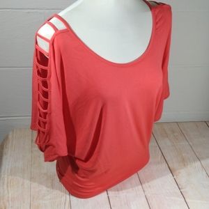 bebe red blouse